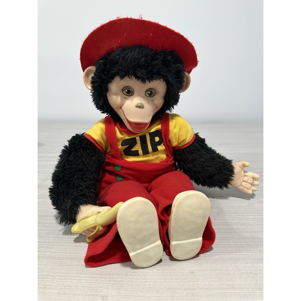Zip the Monkey Rubber Face Plush Doll 1984 Dakin‎ Fun Farm 16" Vintage ~ AS IS - Picture 4 of 10